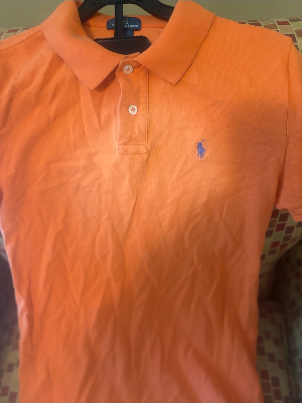 Polo by Ralph Lauren Orange Men’s Short Sleeve Polo with Blue Pony